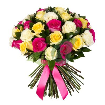 Букет 15 разноцветных роз