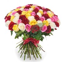 Букет из роз 101 разноцветная роза